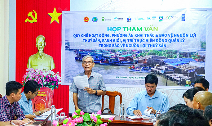 Ông Nguyễn Thành Huy, Chủ tịch Hội Thuỷ sản Cà Mau, thông qua kết quả họp tham vấn
